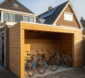 een fietsenhok in de voortuin of achtertuin laten plaatsen