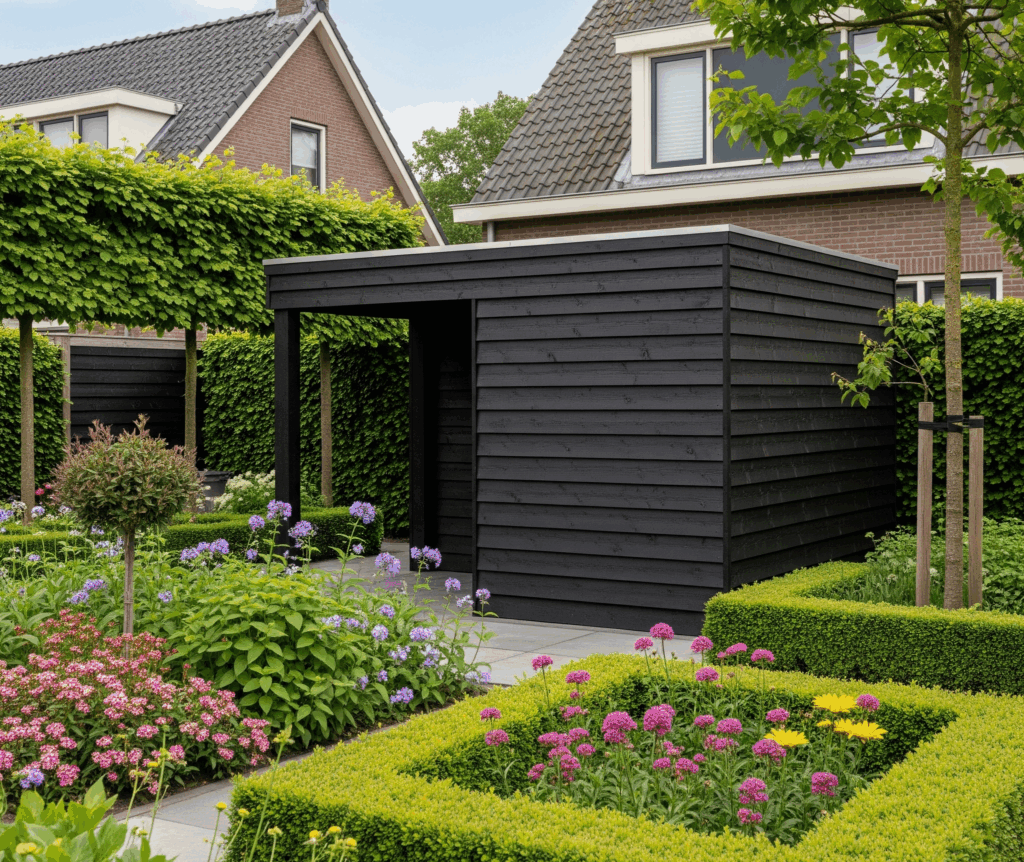 een prefab schuur in de tuin laten plaatsen
