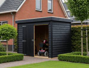 scootmobiel houten schuur