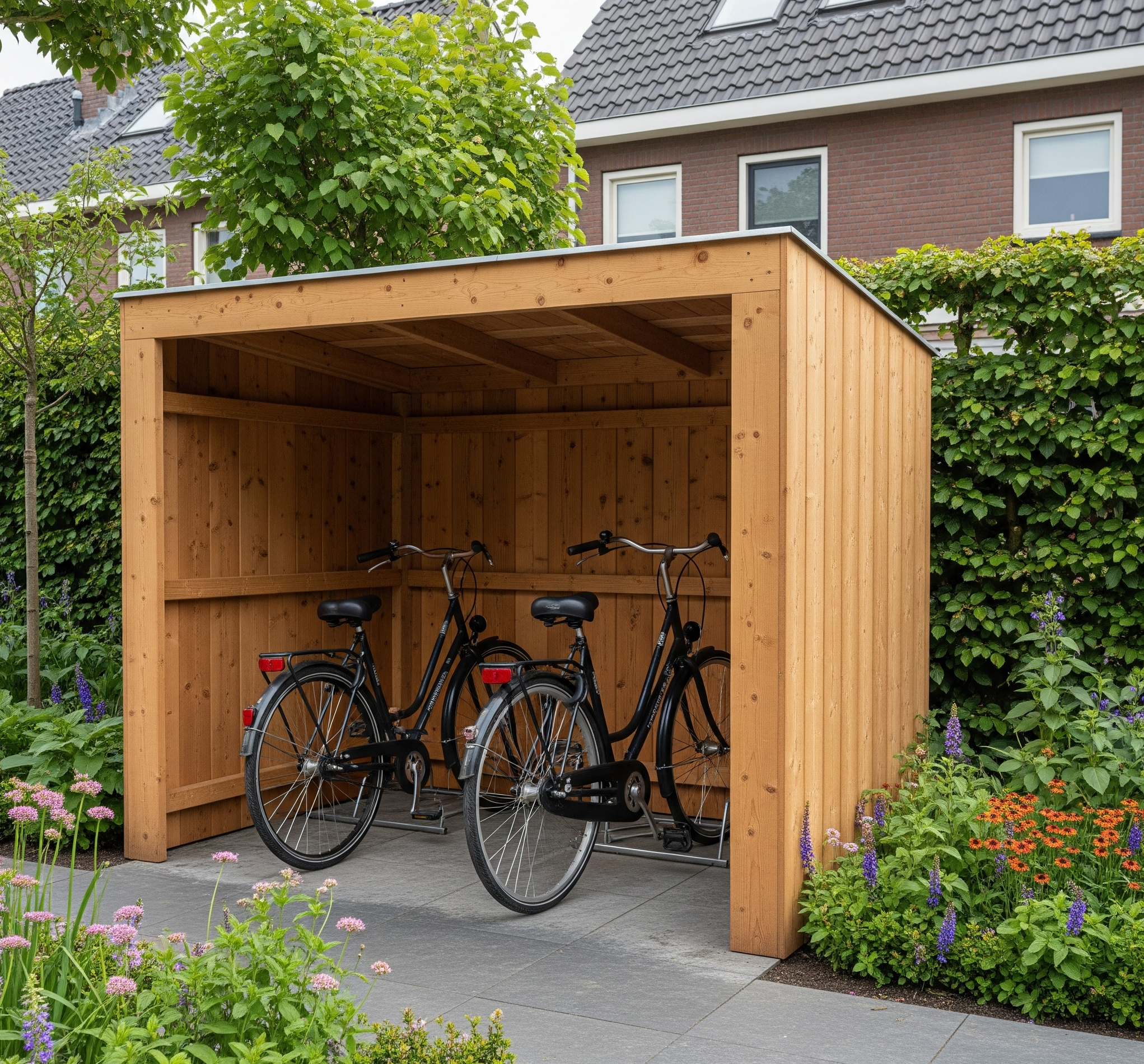 xwood houten fietsenberging open