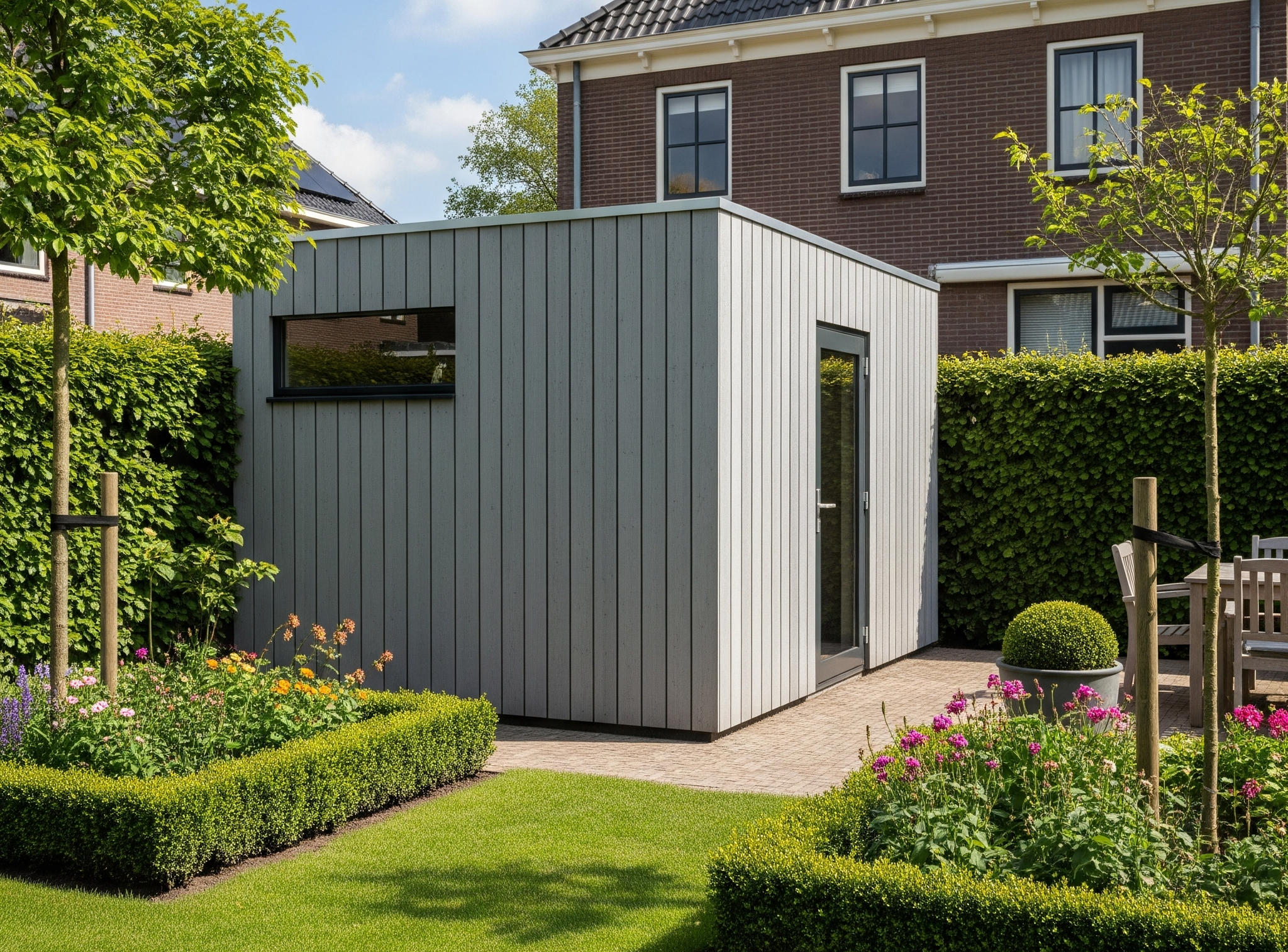 Een houten maatwerk berging van xwood uniek en persoonlijk